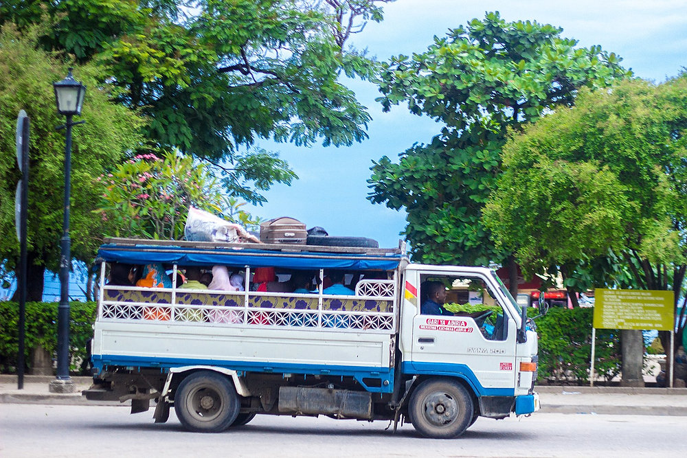 Local Dala-Dala transport in Zanzibar providing a cheap way to travel for tourists